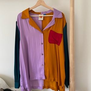 NWOT Anthropologie Farm Rio Puff Sleeved Buttondown Shirt